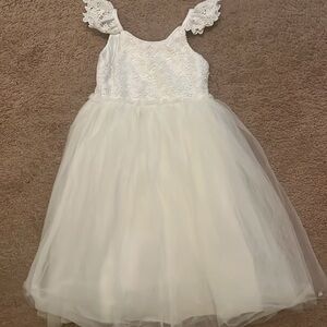 White lace and tulle flower girl / Easter dress